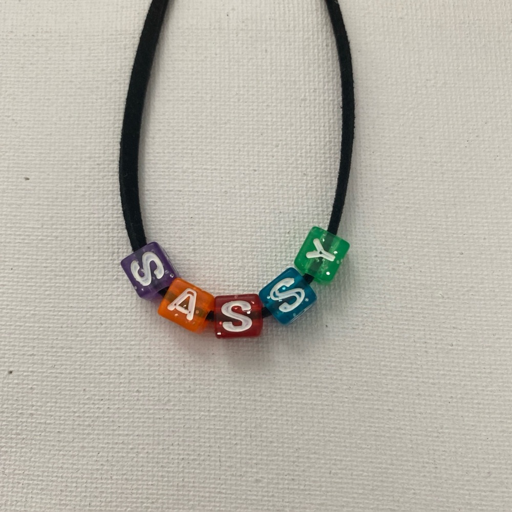 Rainbow square bead colorful choker ‘sassy’ faux suede black ddlg / 3 for $15
